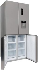 Willow WSBES4MDX 415L Total No Frost American Style Fridge Freezer with Adjustable Thermostat, Water Dispenser, Mark-Proof Finish, 2 Years Warranty - Stainless Steel