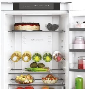 Haier HBW5518EK-1 Integrated Total No Frost Fridge Freezer in white, showing sleek and modern design with ample storage capacity
