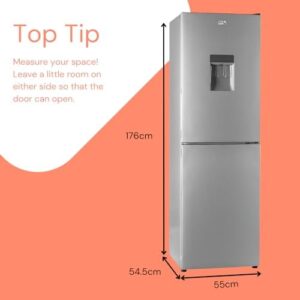 SIA SFF17650SE 50/50 Split Combi Fridge Freezer with Water Dispenser in Silver