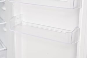 White Knight AT5048W Freestanding Low Frost Fridge Freezer in white, showing its compact and energy-efficient design