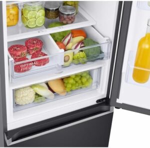 Samsung Series 5 390 Litre Fridge Freezer in Black, front view showcasing sleek design and spacious compartments