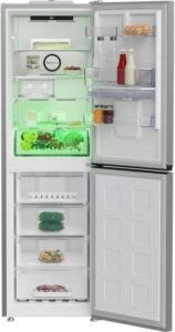 Beko CNG4692DVPS 317L Frost Free Fridge Freezer in stainless steel with frost-free technology and spacious storage.  