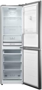 Midea MDRB379FGF02 Freestanding Fridge Freezer, 50/50 split design, inox finish, LED light, frost-free, 273L capacity