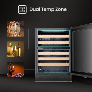 Hisense RW17W4NWG0 wine fridge with dual zone and digital controls