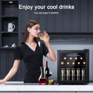 Antarctic Star 12 Bottle 48 Can Wine Cooler with Clear Glass Door, Black