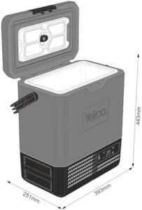 Yolco ET8 Portable Compressor Refrigerator in black, showcasing its compact and sleek design  