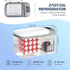 TREFAN 12V Refrigerator 27Q/25L - Portable Cooler for Vehicles and Camping