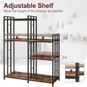 MAJALiS 6 Tiers Bakers Rack with rustic brown finish, adjustable storage, and multi-functional use in the kitchen.