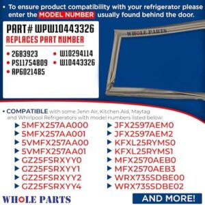 Whole Parts Refrigerator Door Seal Gasket - Compatible with Jenn Air, Kitchen Aid, Maytag, and Whirlpool Fridges