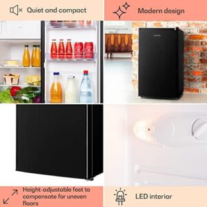 Klarstein Cool Cousin Fridge-Freezer in black, showcasing its sleek design and spacious compartments.