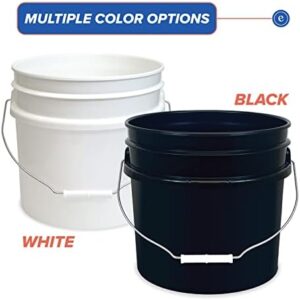 3.5 Gallon Plastic Bucket - Heavy Duty, BPA-Free, Food Storage, Black, 6 Count