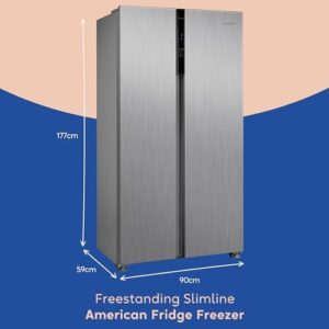 Russell Hobbs 442L freestanding American fridge freezer, stainless steel