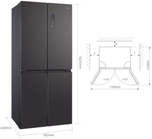 CHiQ Side by Side Fridge Freezer, 415L, Stainless Steel