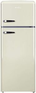 Amica FDR2213C retro cream fridge freezer, 55cm wide.