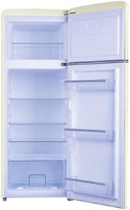 Amica FDR2213C retro cream fridge freezer, 55cm wide.