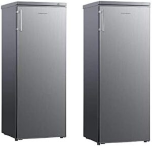 Cookology Inox Upright Fridge Freezer, 143cm, Side-by-Side