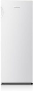 Fridgemaster MTL55242E white upright fridge freezer, 242L, reversible door