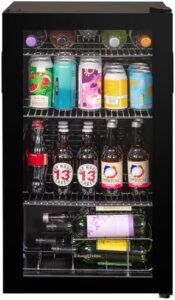 Russell Hobbs black undercounter fridge, 93L, glass door