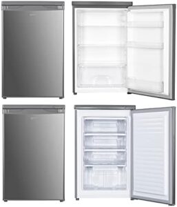 Igenix Freestanding Fridge Freezer, Stainless Steel, 55cm