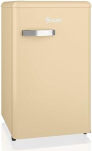 Cream retro under counter fridge, 77L fridge, 13L freezer