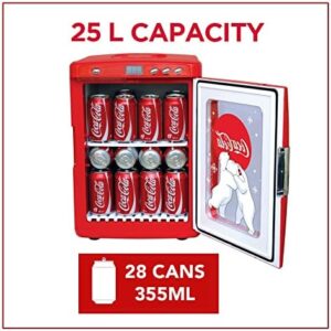 Coca Cola mini fridge, 25L cool box, red, LED light display