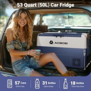 AAOBOSI 50L Car Fridge, Portable Freezer, WIFI Control