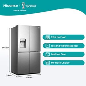 Hisense RQ760N4AIF cross door fridge freezer in grey