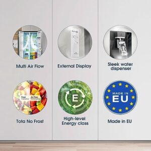 Fridgemaster MS91547DFE Side by Side Fridge Freezer, Grey