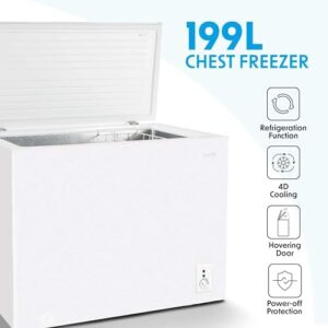 Baridi 199L white chest freezer, adjustable thermostat